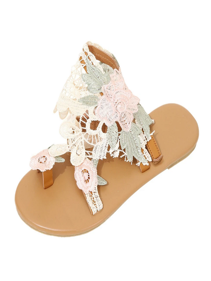 Minoa Laced Floral Pattern Summer Sandals