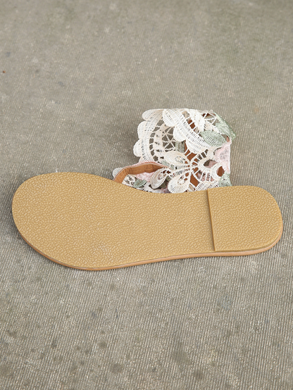 Minoa Laced Floral Pattern Summer Sandals
