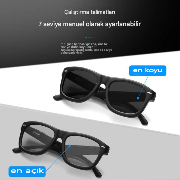 Smart Güneş Gözlüğü  7 Kademe Karartma Özellikli